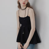 Women's Flowing Camisole Top with Delicate Straps and Flared Hem