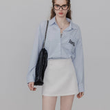 Women's Embroidered Signature Oversized Button-Down Shirt