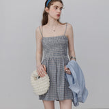 Women's Chic Button-Down Shirt and Gingham Playsuit Set