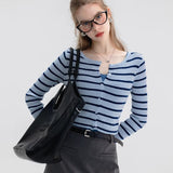 Classic Striped Cardigan with Button Closure