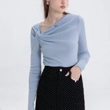 Asymmetrical Draped Top with Knot Detail