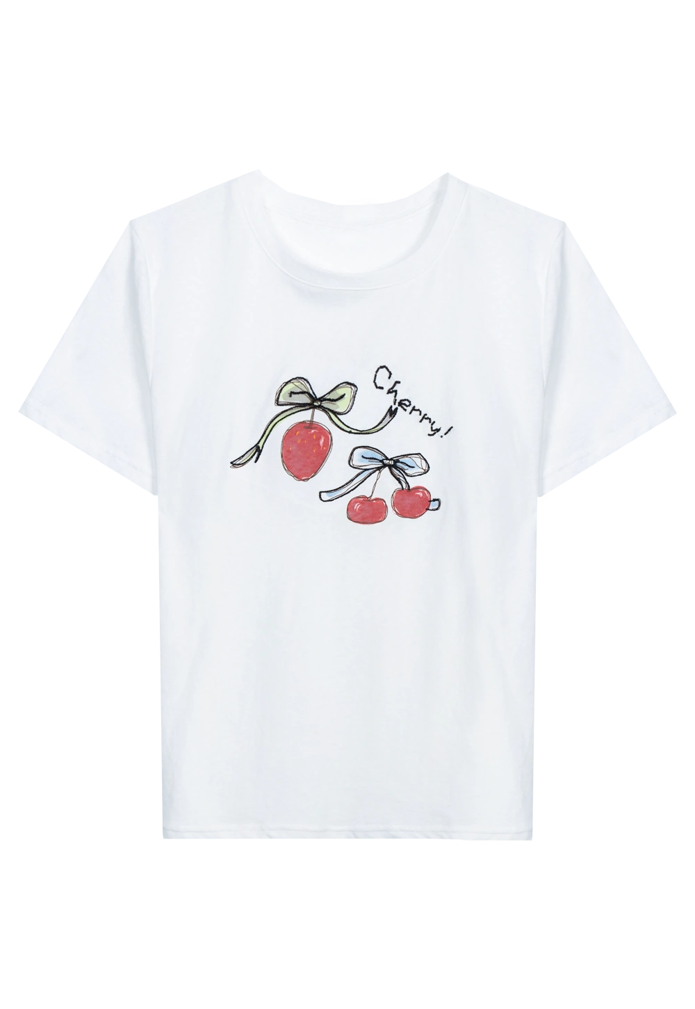 Women's Cherry Print T-Shirt with Bow Detail