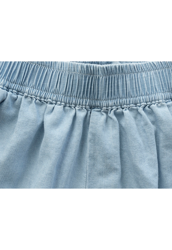 Women's Two-Piece Denim Button-Down Shirt and Shorts Set