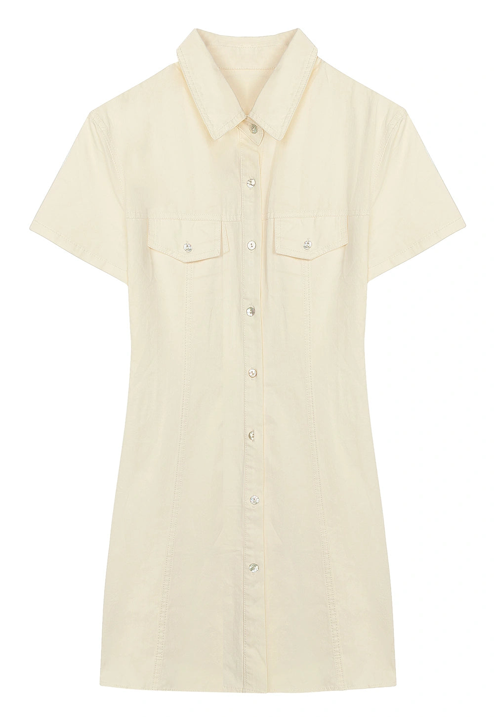 Women's Short Sleeve Button-Down Shirt Dress with Pockets