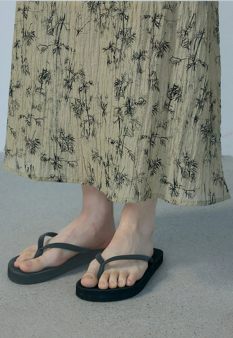 Women's Beige Maxi Skirt with Black Bamboo Print