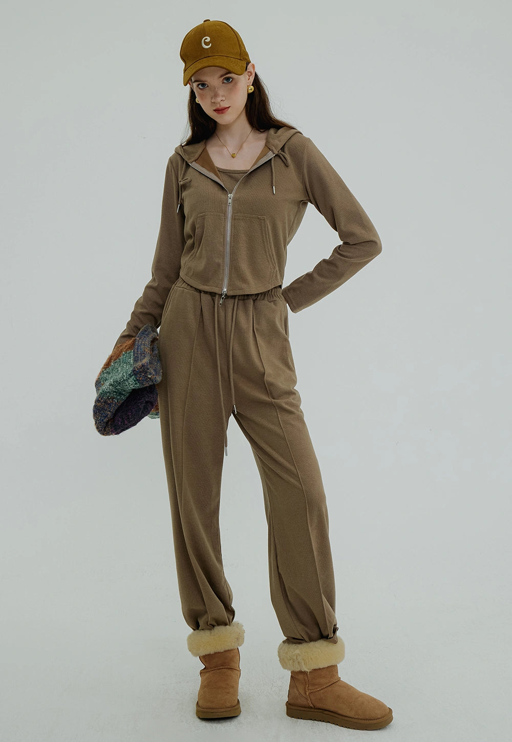 Women's 3-Piece Lounge Set: Zip-Up Hoodie, Camisole, and Wide-Leg Pants
