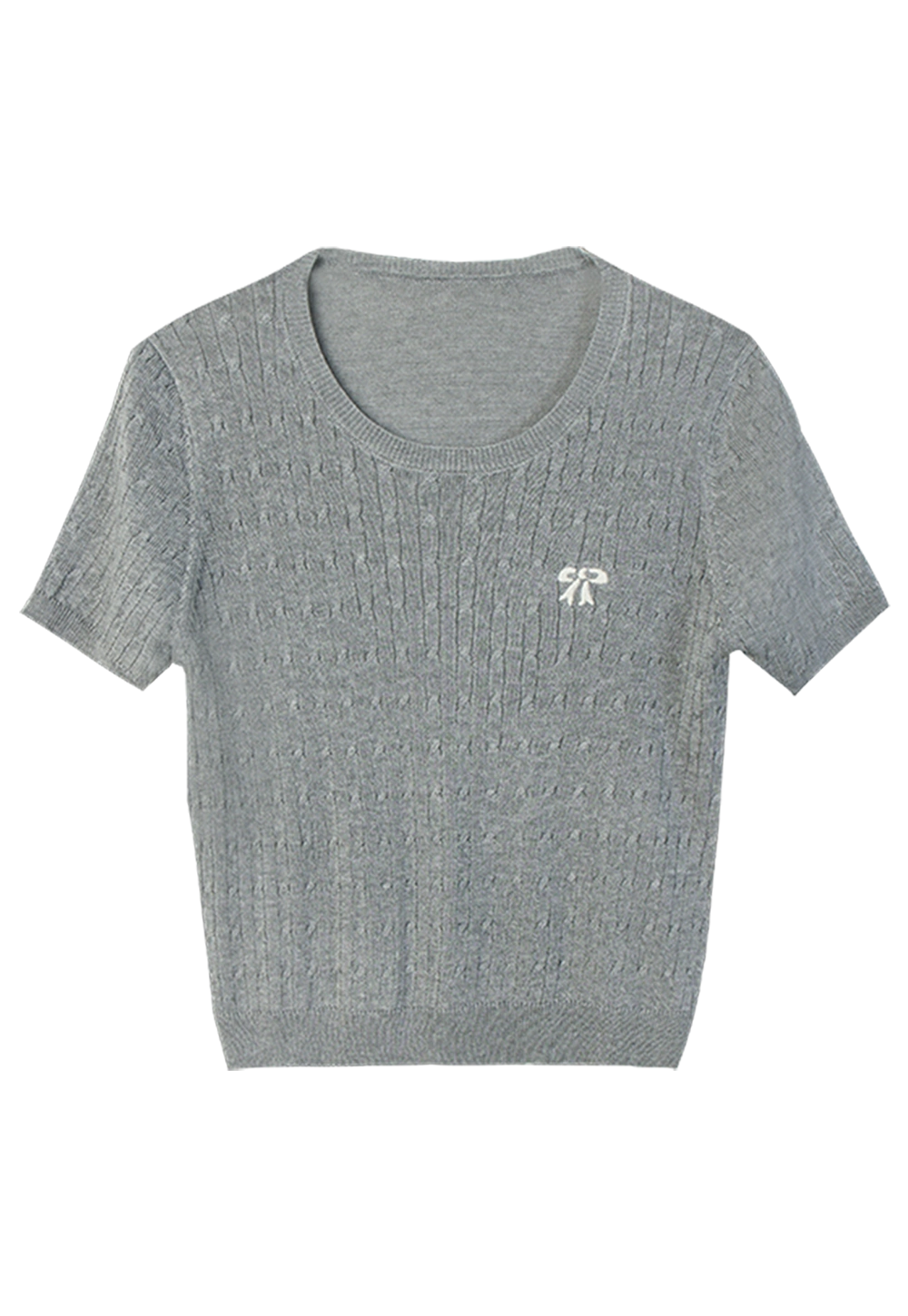 Women's Lightweight Short Sleeve Knit Top with Textured Pattern in Heather