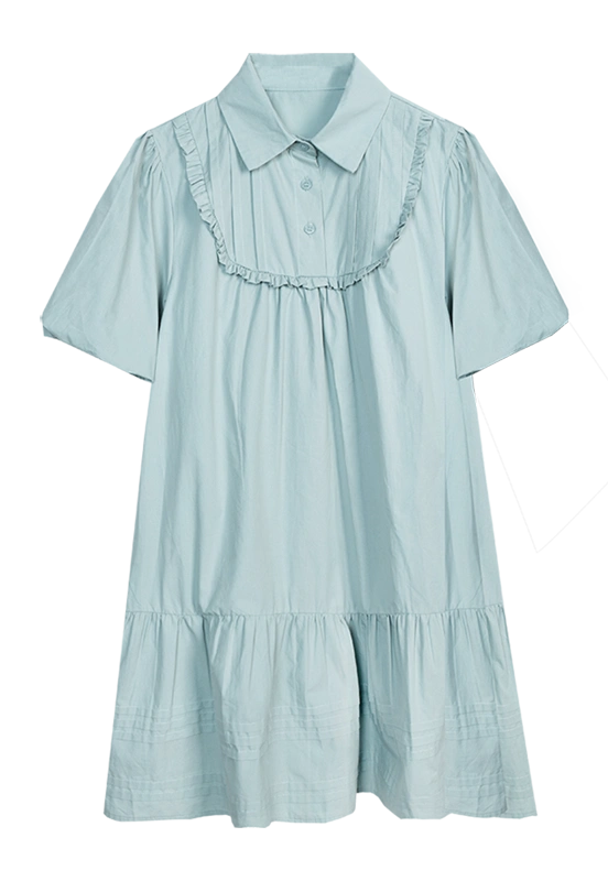 Women's Short-Sleeve Ruffle Trim Babydoll Dress