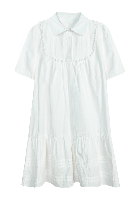 Women's Short-Sleeve Ruffle Trim Babydoll Dress