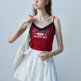 Lace camisole with printed lettering - casual street style