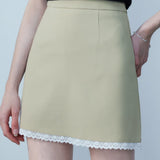 Women's Elegant Mini Skirt with Lace Trim