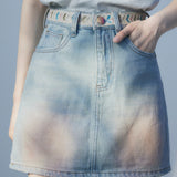 Women's Denim Mini Skirt with Colorful Woven Belt - Trendy and Versatile