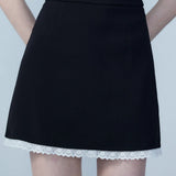 Women's Elegant Mini Skirt with Lace Trim