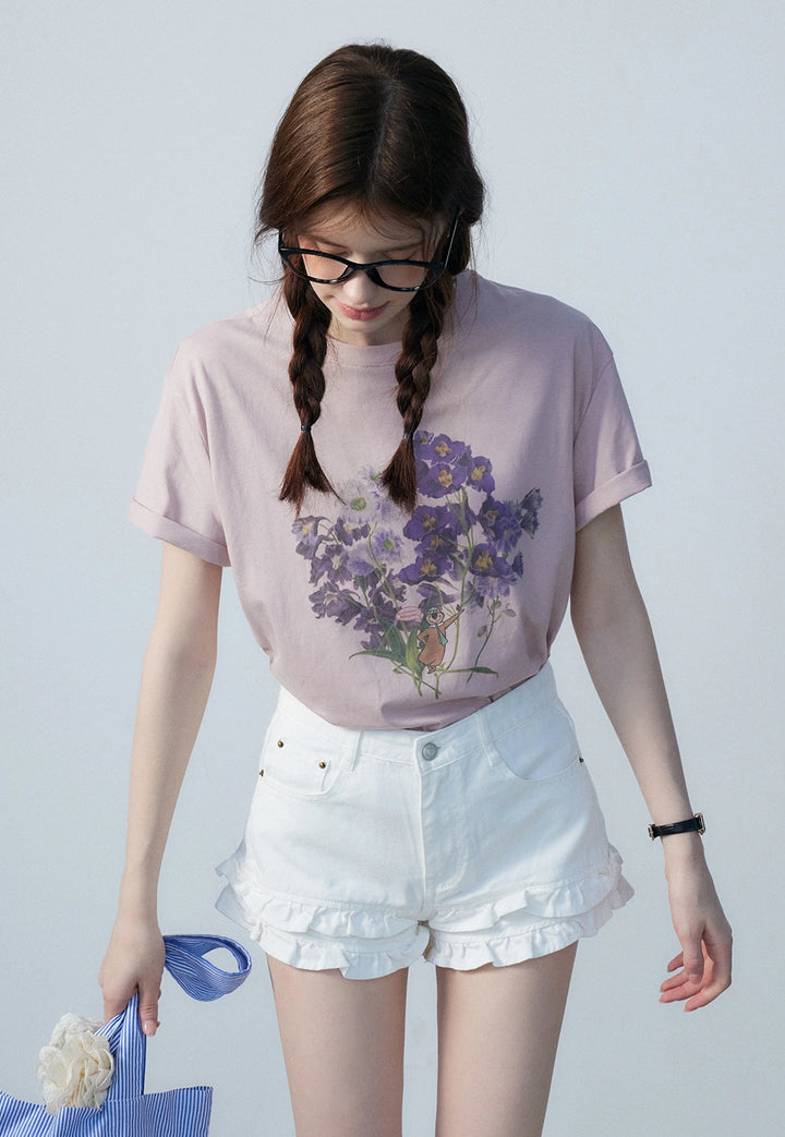 Women's Floral Graphic T-Shirt - Short Sleeve