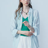 Women's Two-Piece Set: Elegant Button-Up Shirt and Camisole Top Combo