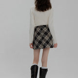 Women's Textured Checkered Mini Skirt