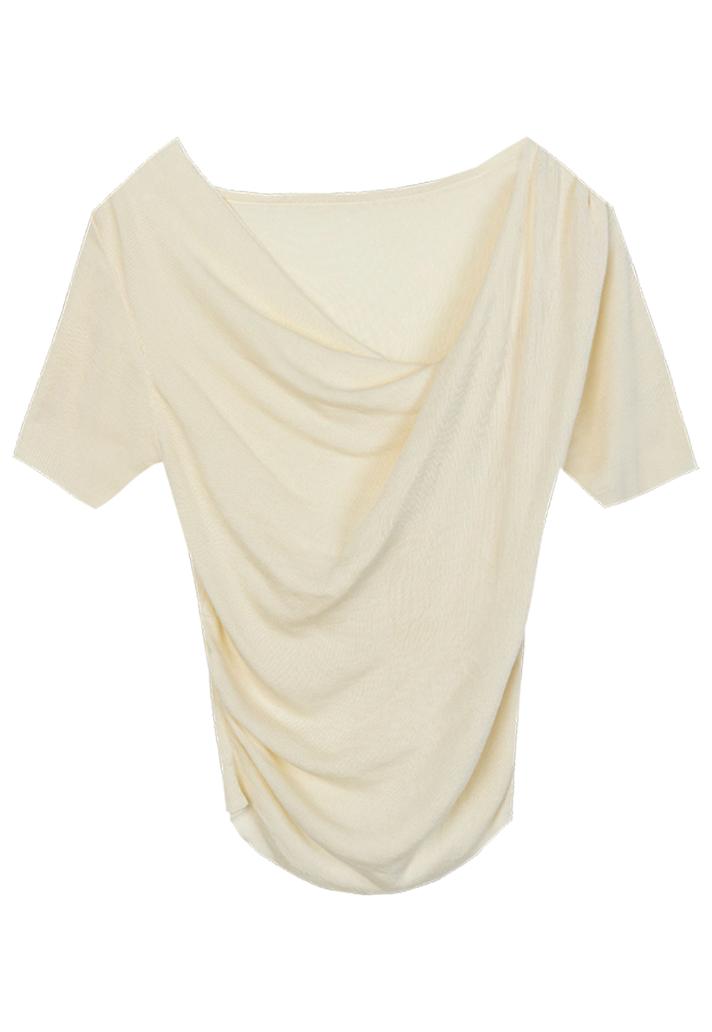 Women's Draped T-Shirt - Asymmetrical Neckline, Soft Fabric, Perfect for Elegant Casual Style
