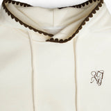 Modern Hooded Sweatshirt with Decorative Fringe and Monogram