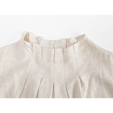 Women's Elegant Pleated Duo: Sleeveless Blouse and Matching Skirt Set