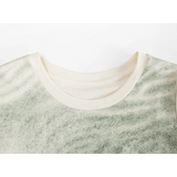 Casual Gradient Ombre Short Sleeve Top with Round Neckline
