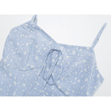 Women's Printed Tie-Front Spaghetti Strap Midi Dress