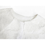 Sophisticated Lace Collar Blouse with Puff Sleeves