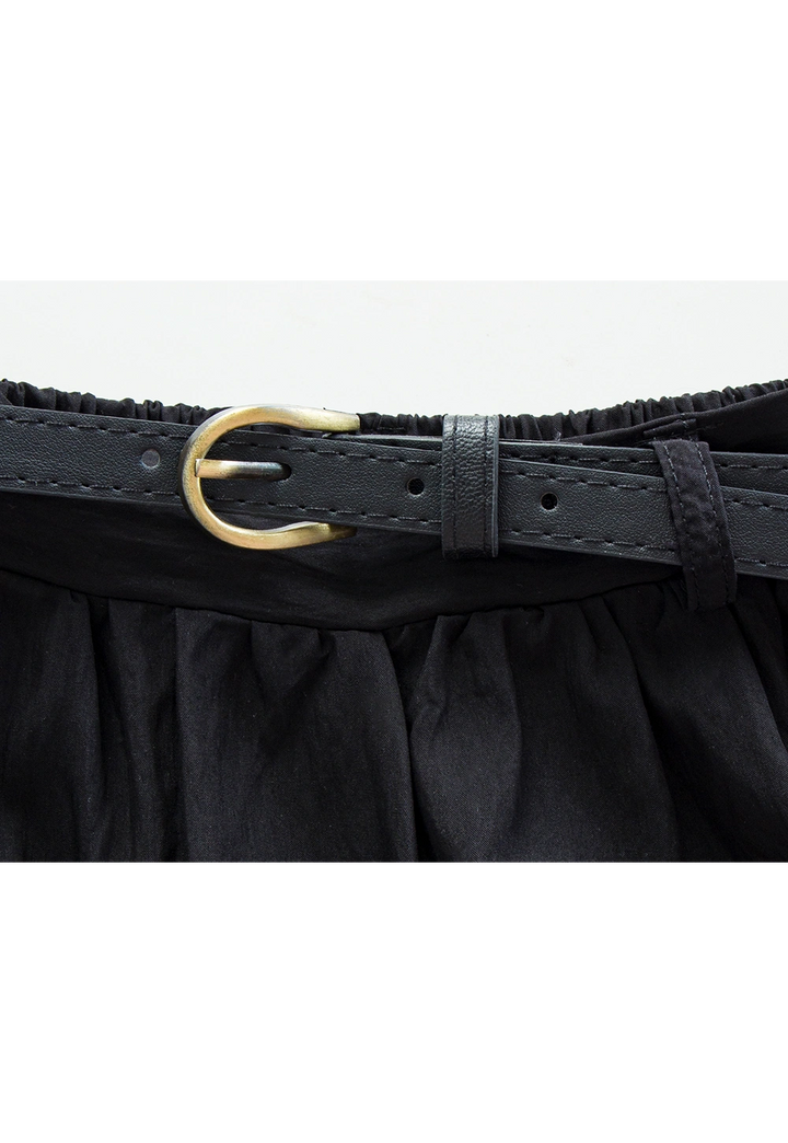 Elegant Bliss: Ruffled Layered Mini Skirt with Slim Belt