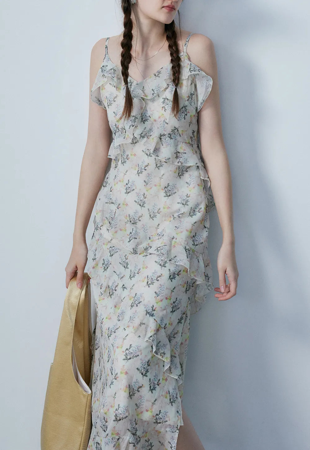 Women's Floral Print Spaghetti Strap Tiered Dress