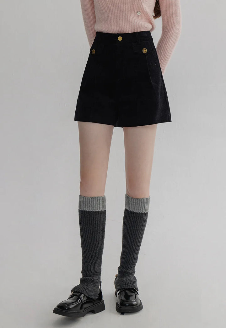 Women's High-Waisted Corduroy Shorts