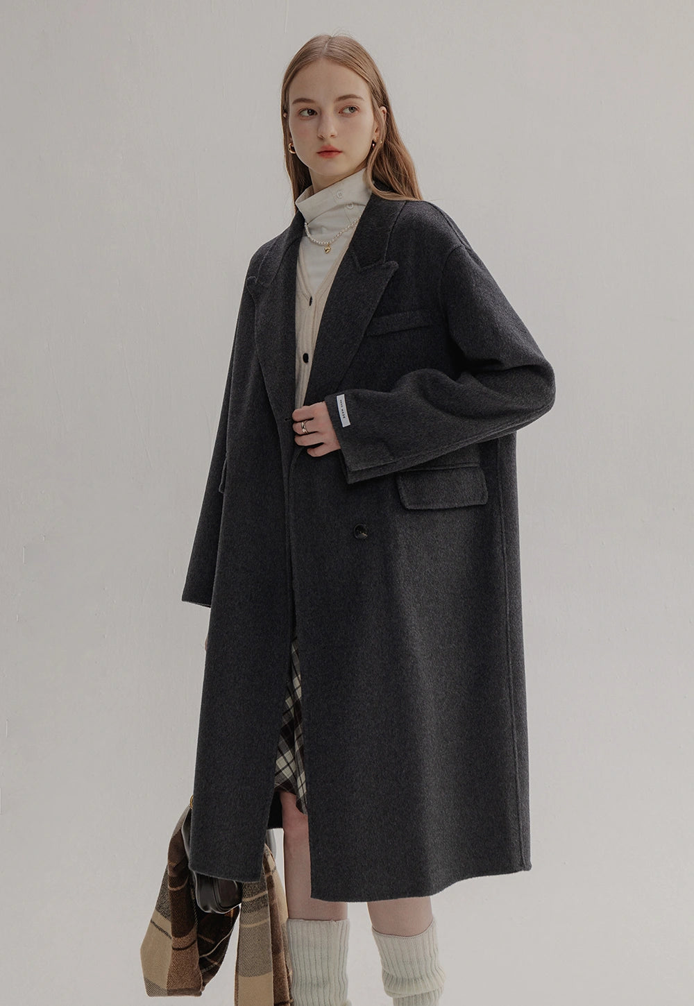 Women's Long Wool Blend Overcoat - Lavender