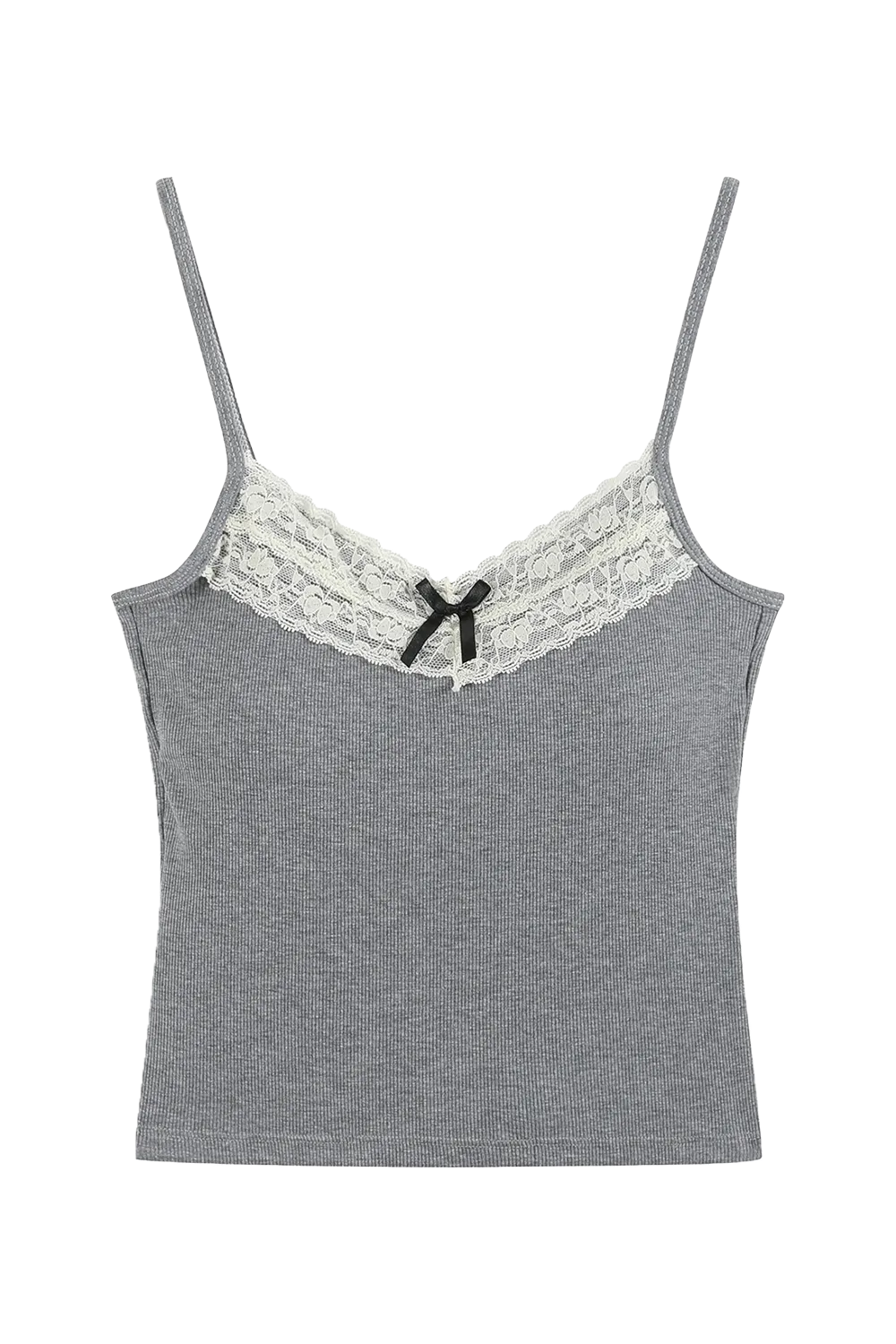 Women's Lace Trim Camisole Top with Delicate Bow Detail