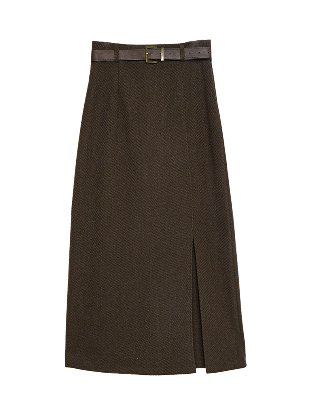 Skirt Midi Wanita Bergaya dengan Labuh Asimetri dan Perincian Tali Pinggang