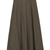 Women's Elegant Pleated Midi Skirt with Cinched Belt Detail