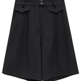 Women's Tailored High-Waisted Shorts with Pleat Detail