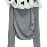 Chic Off-Shoulder Ruffle Top with Bow Accents