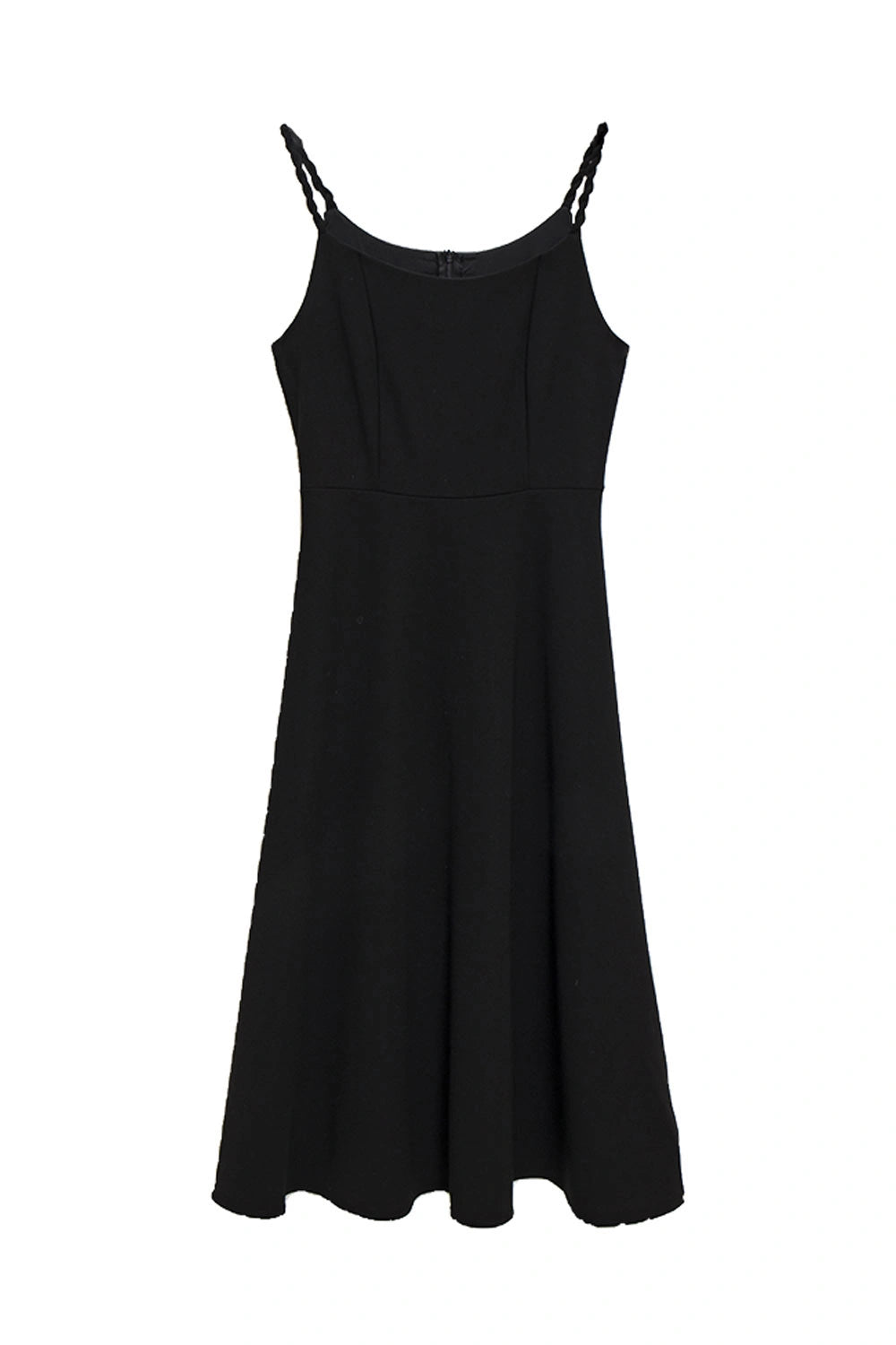 Sleek Black A-Line Dress with Braided Straps - Versatile Evening Wear