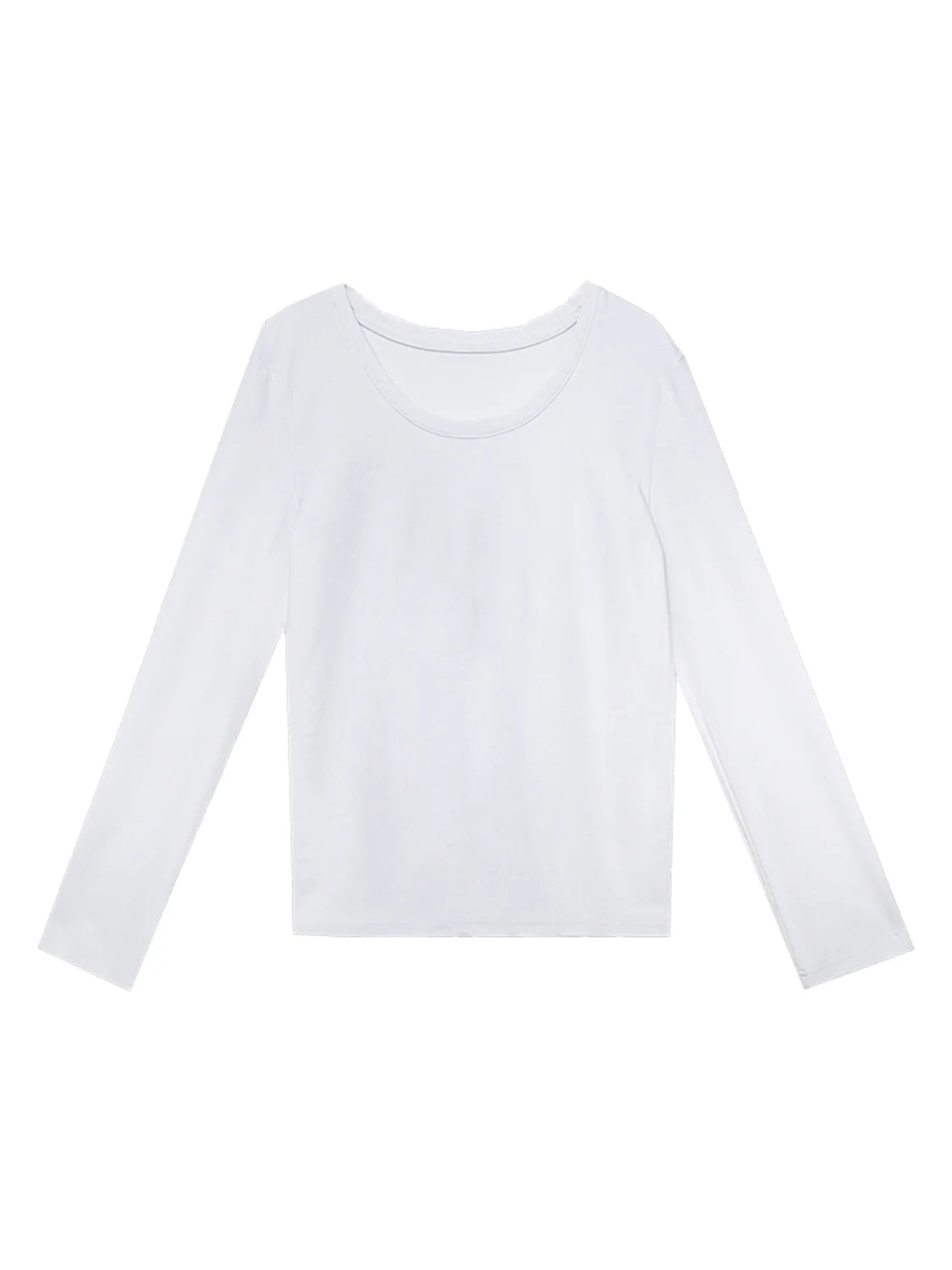 Long Sleeve Round Neck White Tee for Everyday Comfort