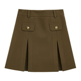 Sophisticated Button-Detail A-Line Skirt with Pockets