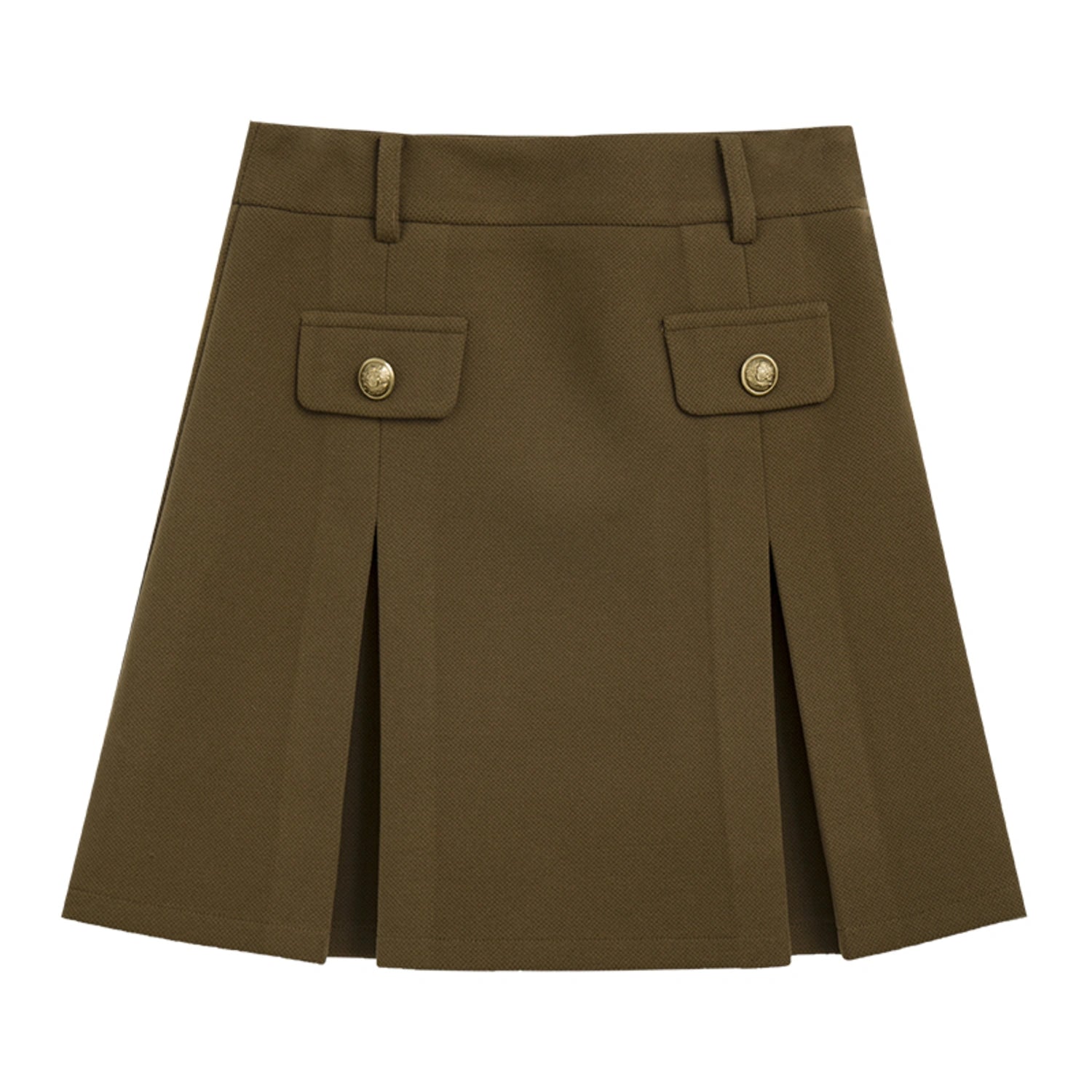Sophisticated Button-Detail A-Line Skirt with Pockets