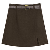 Classic Belted Mini Skirt
