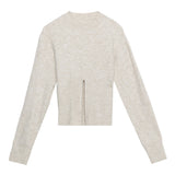 Contemporary Zip-Front Cropped Knit Sweater