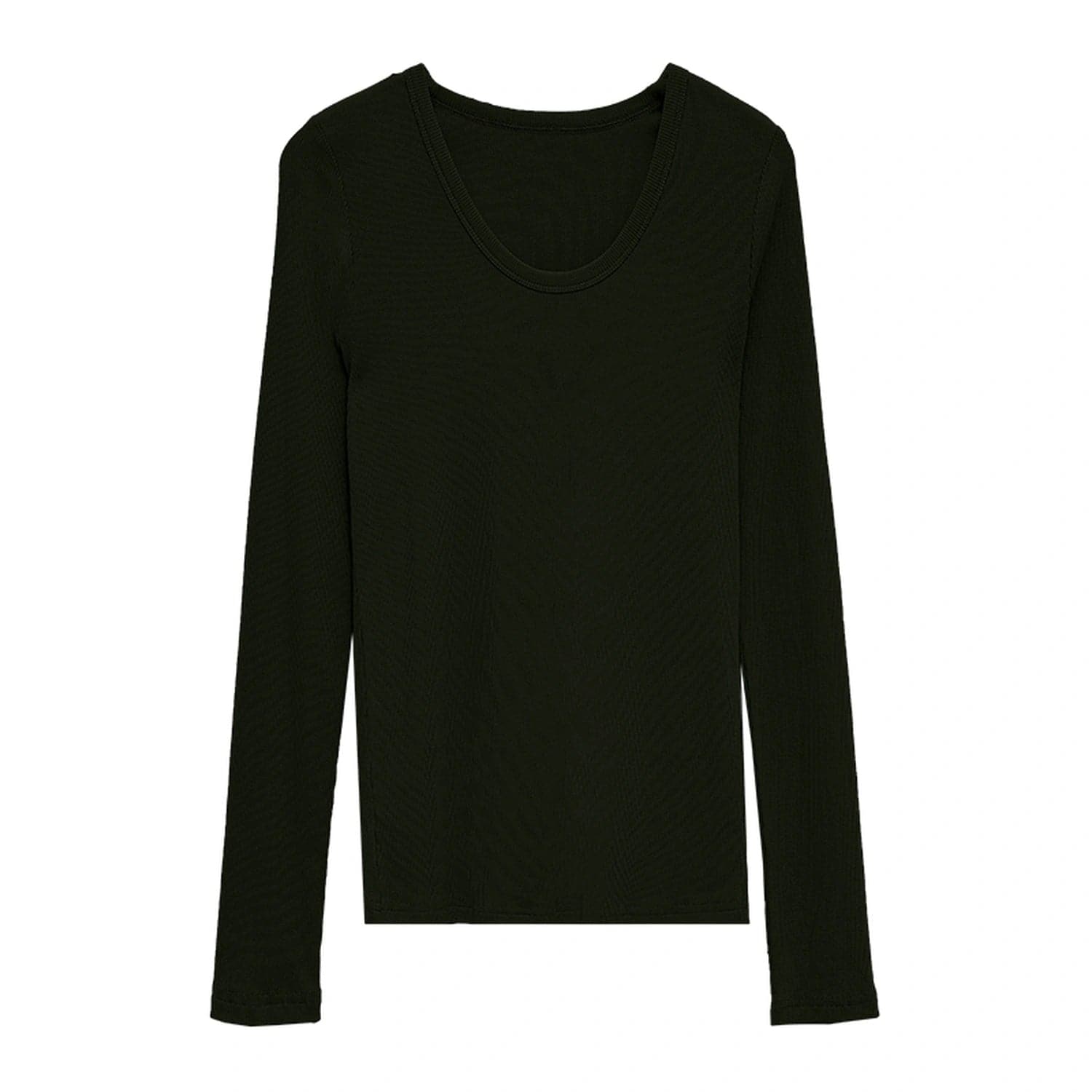 Basic Round Neck Textured Long Sleeve Knit Top