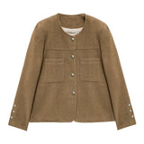 Elegant Front Buttoned Cropped Jacket for Women