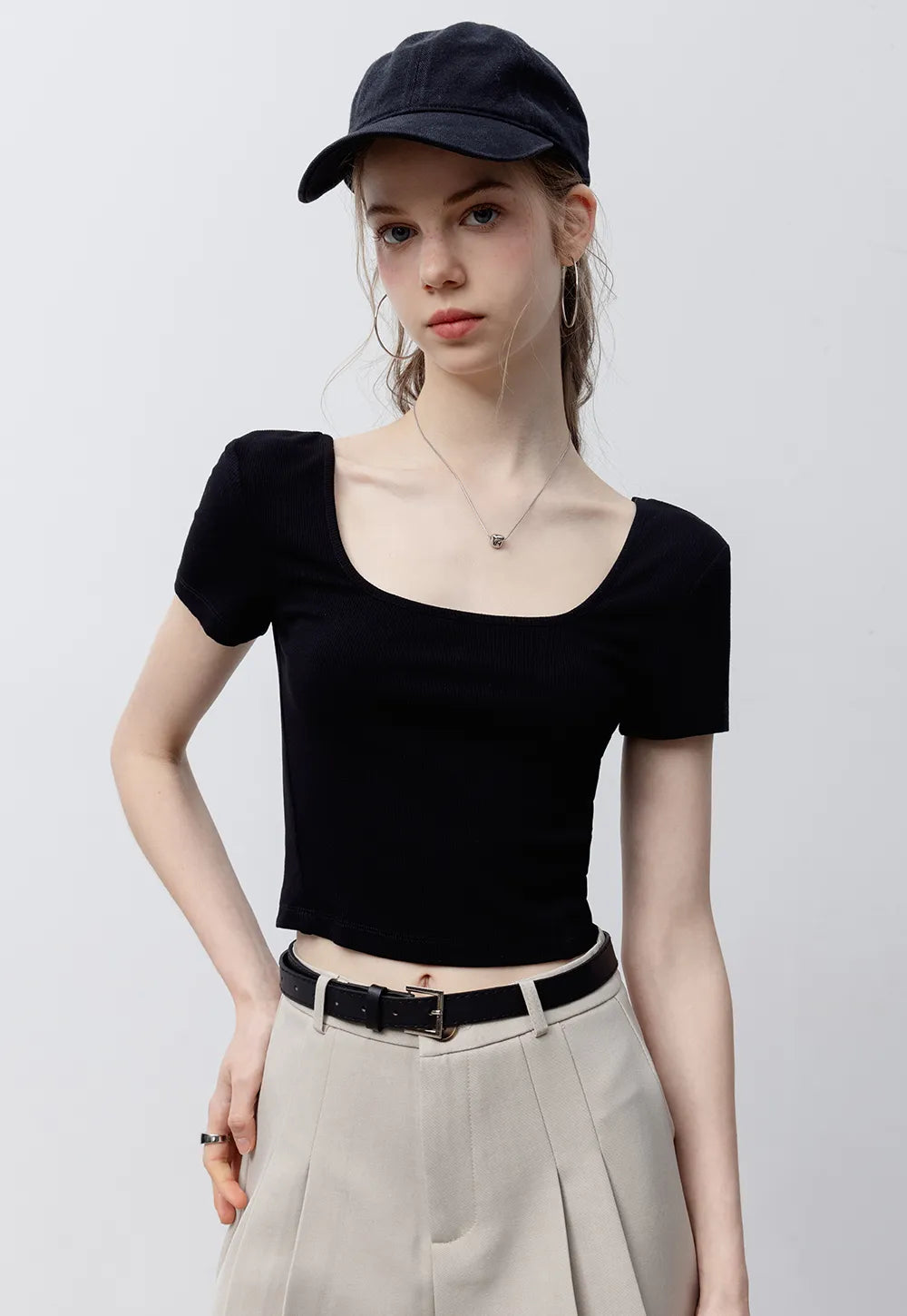 Women's Simple Puff Sleeve Short-Sleeve Top