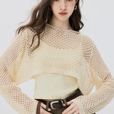 Mesh Long Sleeve Top and Tank Top Set Summer Breathable Fashion