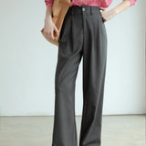 High-Waisted Wide-Leg Trousers with Pleat Detail