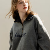 Classic Collegiate Embroidered Half-Zip Sweatshirt