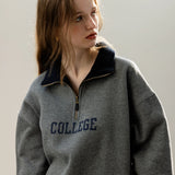 Classic Collegiate Embroidered Half-Zip Sweatshirt