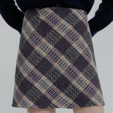 Skirt Mini Berkotak Bertekstur Wanita