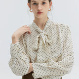 Women's Polka Dot Blouse with Tie-Neck Detail
